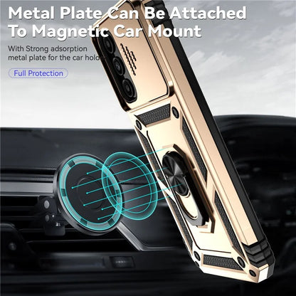 For Samsung Galaxy A14 5G / A14 4G Case PC+TPU Slide Camera Protector Phone Cover with Kickstand
