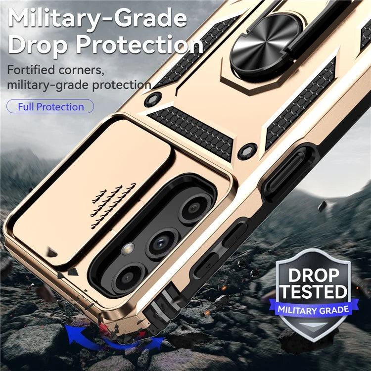 For Samsung Galaxy A14 5G / A14 4G Case PC+TPU Slide Camera Protector Phone Cover with Kickstand