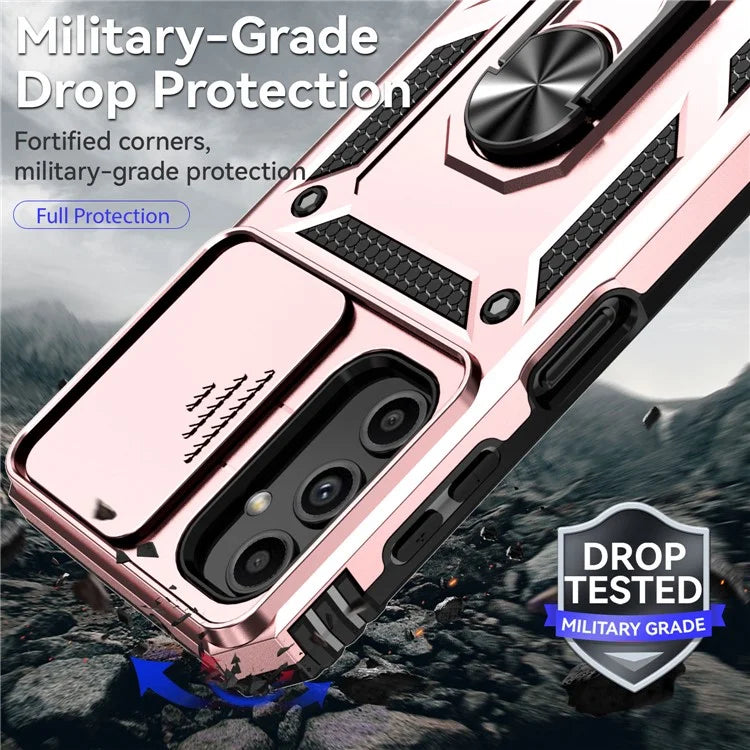 For Samsung Galaxy A14 5G / A14 4G Case PC+TPU Slide Camera Protector Phone Cover with Kickstand