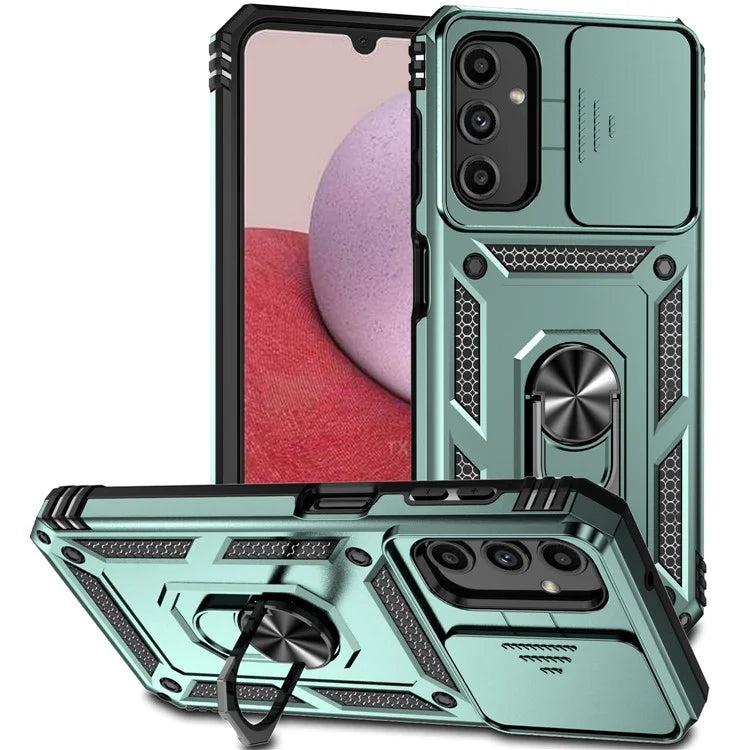 For Samsung Galaxy A14 5G / A14 4G Case PC+TPU Slide Camera Protector Phone Cover with Kickstand