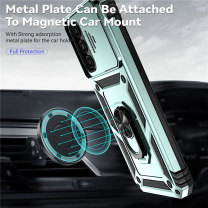 For Samsung Galaxy A14 5G / A14 4G Case PC+TPU Slide Camera Protector Phone Cover with Kickstand