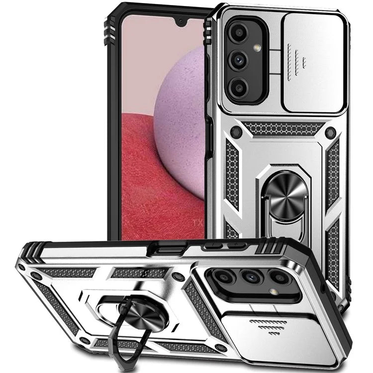 For Samsung Galaxy A14 5G / A14 4G Case PC+TPU Slide Camera Protector Phone Cover with Kickstand