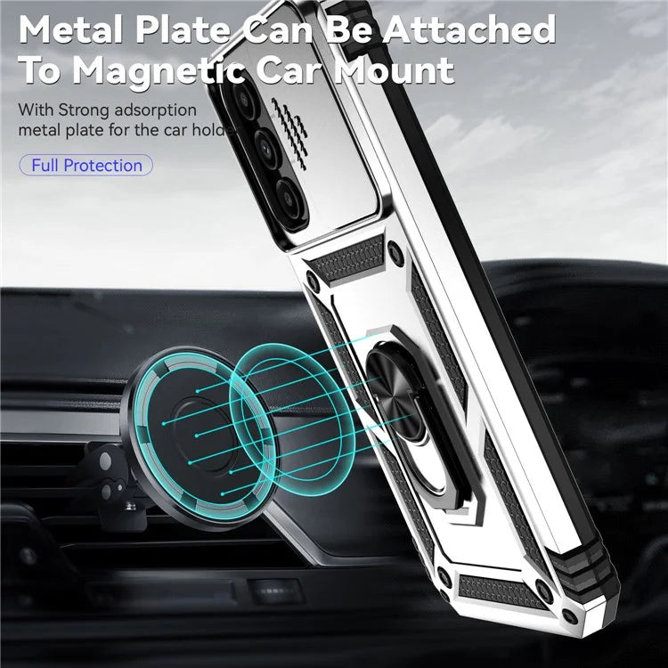 For Samsung Galaxy A14 5G / A14 4G Case PC+TPU Slide Camera Protector Phone Cover with Kickstand