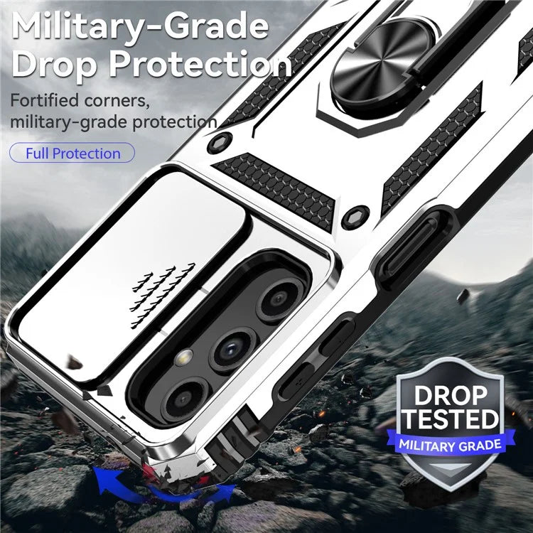 For Samsung Galaxy A14 5G / A14 4G Case PC+TPU Slide Camera Protector Phone Cover with Kickstand