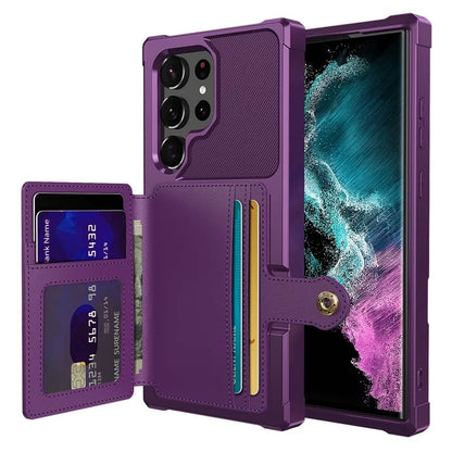 ZM03 For Samsung Galaxy S23 Ultra PU Leather Case Shockproof Card Slot Phone Cover with Magnetic Metal Sheet