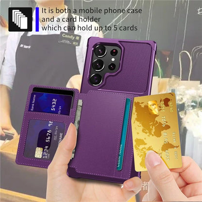 ZM03 For Samsung Galaxy S23 Ultra PU Leather Case Shockproof Card Slot Phone Cover with Magnetic Metal Sheet