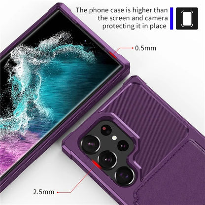 ZM03 For Samsung Galaxy S23 Ultra PU Leather Case Shockproof Card Slot Phone Cover with Magnetic Metal Sheet