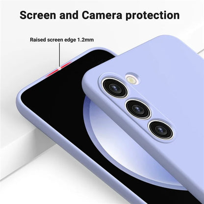For Samsung Galaxy S23+ Case, Liquid Silicone + Soft Lining Anti-drop Phone Cover with Strap