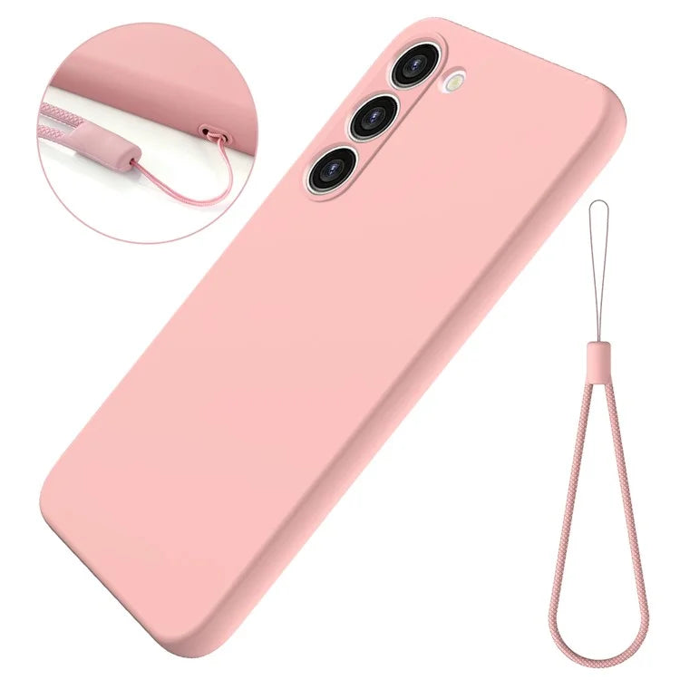 For Samsung Galaxy S23+ Case, Liquid Silicone + Soft Lining Anti-drop Phone Cover with Strap