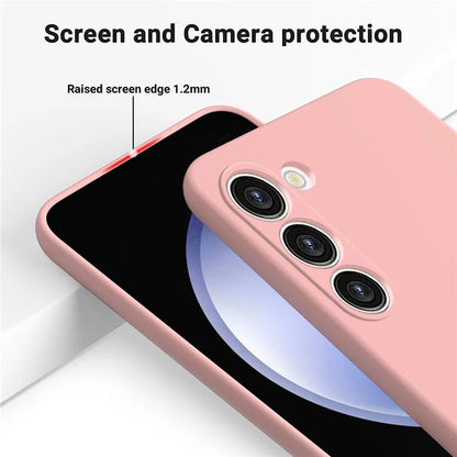 For Samsung Galaxy S23+ Case, Liquid Silicone + Soft Lining Anti-drop Phone Cover with Strap
