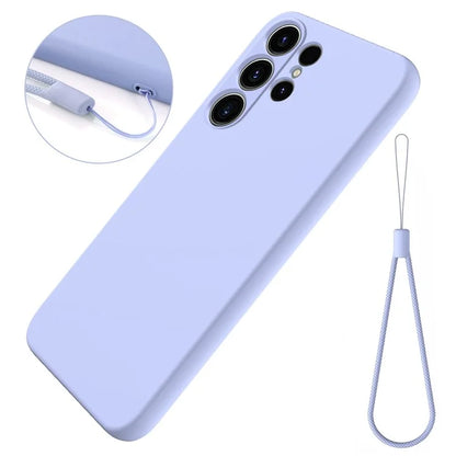 For Samsung Galaxy S23 Ultra Case Liquid Silicone + Soft Lining Scratch Proof Phone Cover with Strap