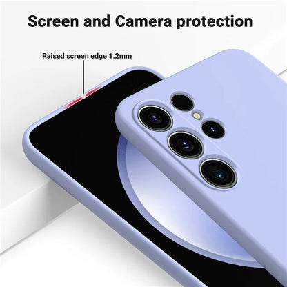 For Samsung Galaxy S23 Ultra Case Liquid Silicone + Soft Lining Scratch Proof Phone Cover with Strap