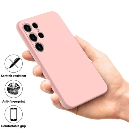 For Samsung Galaxy S23 Ultra Case Liquid Silicone + Soft Lining Scratch Proof Phone Cover with Strap