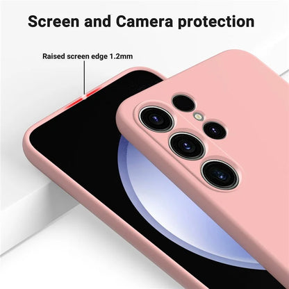 For Samsung Galaxy S23 Ultra Case Liquid Silicone + Soft Lining Scratch Proof Phone Cover with Strap