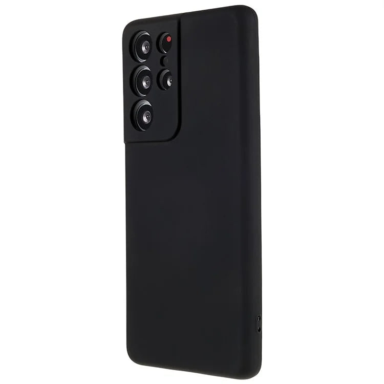 For Samsung Galaxy S21 Ultra 5G Soft TPU Phone Case Liquid Silicone Texture Arc Edge 2.0mm Thick Anti-Scratch Cover