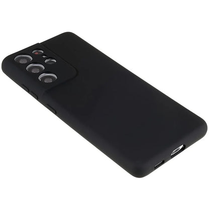 For Samsung Galaxy S21 Ultra 5G Soft TPU Phone Case Liquid Silicone Texture Arc Edge 2.0mm Thick Anti-Scratch Cover