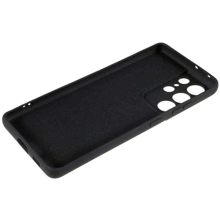 For Samsung Galaxy S21 Ultra 5G Soft TPU Phone Case Liquid Silicone Texture Arc Edge 2.0mm Thick Anti-Scratch Cover