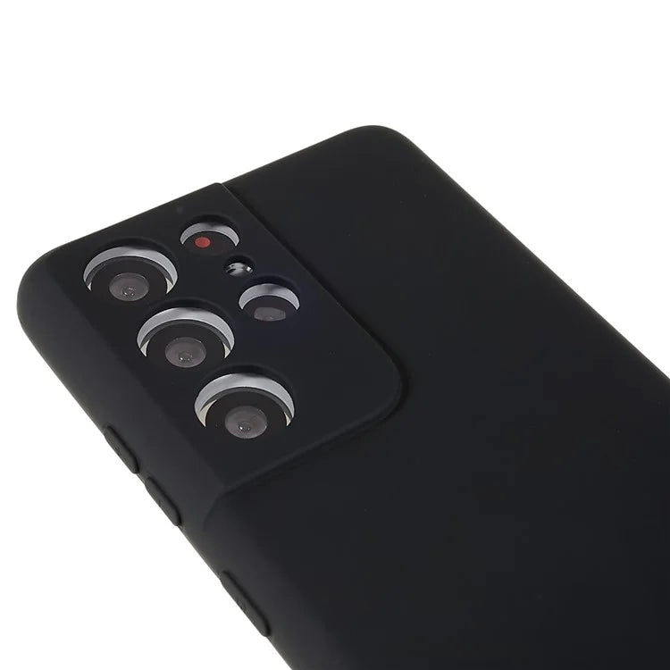 For Samsung Galaxy S21 Ultra 5G Soft TPU Phone Case Liquid Silicone Texture Arc Edge 2.0mm Thick Anti-Scratch Cover