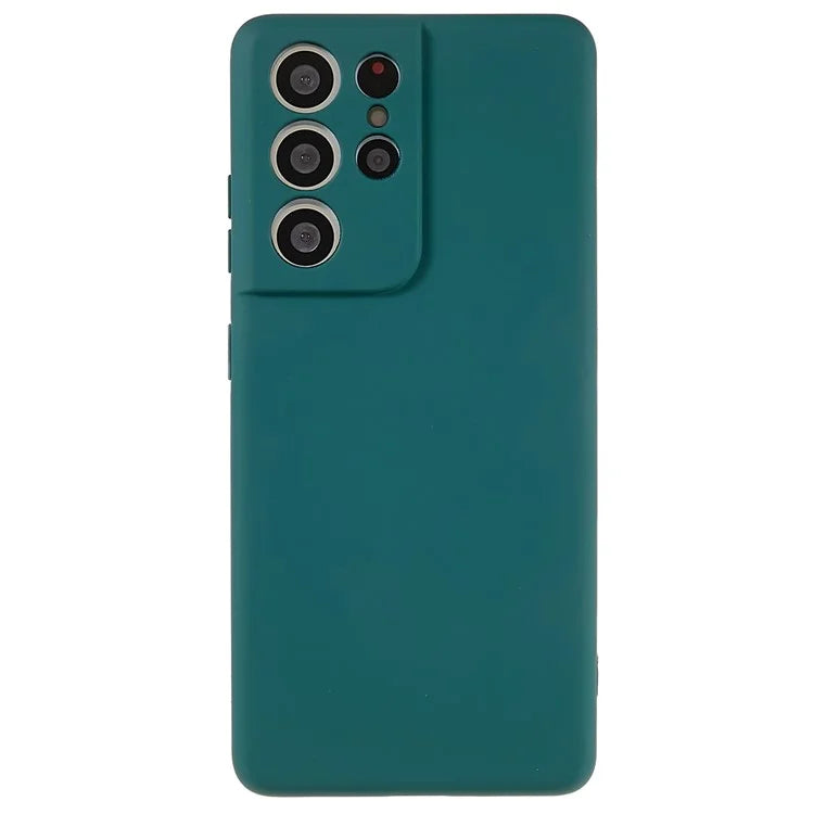 For Samsung Galaxy S21 Ultra 5G Soft TPU Phone Case Liquid Silicone Texture Arc Edge 2.0mm Thick Anti-Scratch Cover
