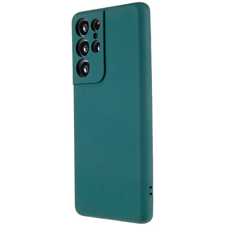 For Samsung Galaxy S21 Ultra 5G Soft TPU Phone Case Liquid Silicone Texture Arc Edge 2.0mm Thick Anti-Scratch Cover