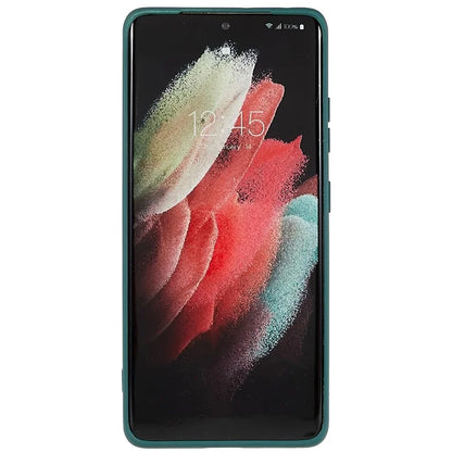 For Samsung Galaxy S21 Ultra 5G Soft TPU Phone Case Liquid Silicone Texture Arc Edge 2.0mm Thick Anti-Scratch Cover