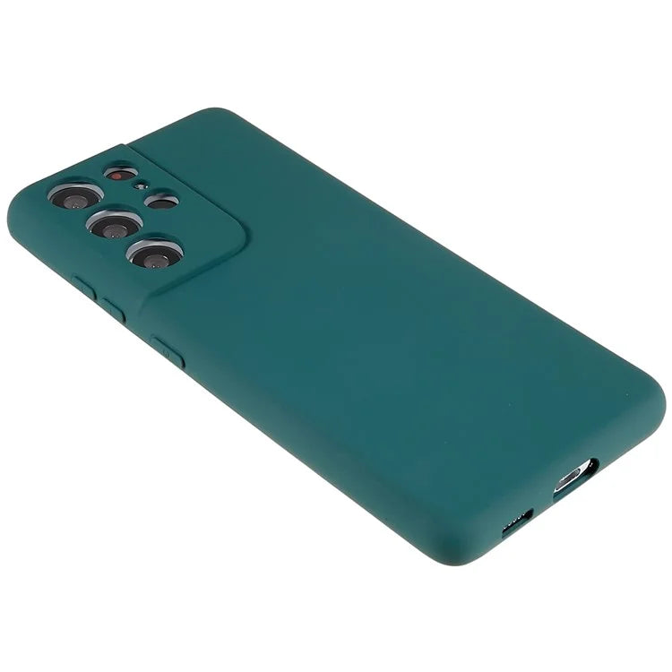 For Samsung Galaxy S21 Ultra 5G Soft TPU Phone Case Liquid Silicone Texture Arc Edge 2.0mm Thick Anti-Scratch Cover