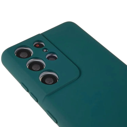 For Samsung Galaxy S21 Ultra 5G Soft TPU Phone Case Liquid Silicone Texture Arc Edge 2.0mm Thick Anti-Scratch Cover