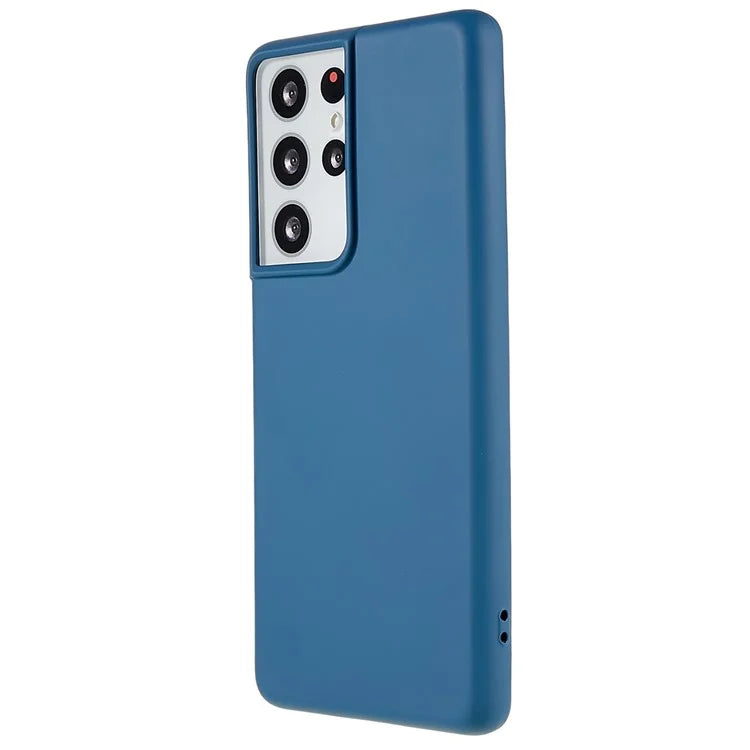 For Samsung Galaxy S21 Ultra 5G Soft TPU Phone Case Liquid Silicone Texture Arc Edge 2.0mm Thick Anti-Scratch Cover