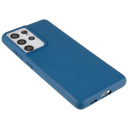 For Samsung Galaxy S21 Ultra 5G Soft TPU Phone Case Liquid Silicone Texture Arc Edge 2.0mm Thick Anti-Scratch Cover