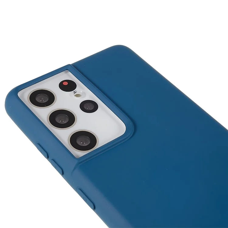 For Samsung Galaxy S21 Ultra 5G Soft TPU Phone Case Liquid Silicone Texture Arc Edge 2.0mm Thick Anti-Scratch Cover