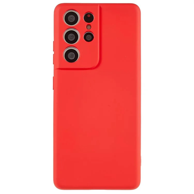 For Samsung Galaxy S21 Ultra 5G Soft TPU Phone Case Liquid Silicone Texture Arc Edge 2.0mm Thick Anti-Scratch Cover
