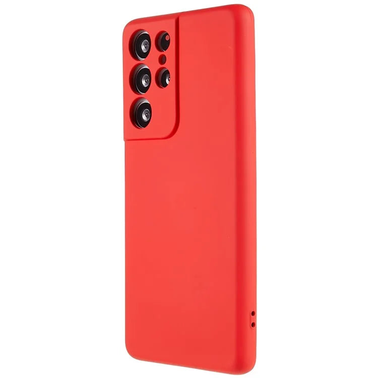 For Samsung Galaxy S21 Ultra 5G Soft TPU Phone Case Liquid Silicone Texture Arc Edge 2.0mm Thick Anti-Scratch Cover