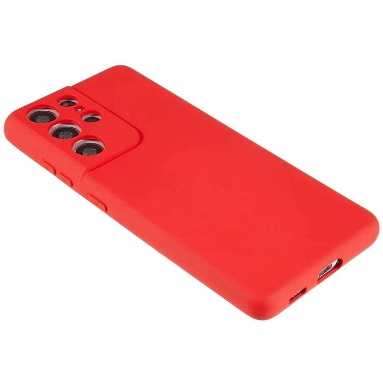 For Samsung Galaxy S21 Ultra 5G Soft TPU Phone Case Liquid Silicone Texture Arc Edge 2.0mm Thick Anti-Scratch Cover