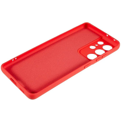 For Samsung Galaxy S21 Ultra 5G Soft TPU Phone Case Liquid Silicone Texture Arc Edge 2.0mm Thick Anti-Scratch Cover