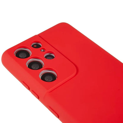 For Samsung Galaxy S21 Ultra 5G Soft TPU Phone Case Liquid Silicone Texture Arc Edge 2.0mm Thick Anti-Scratch Cover