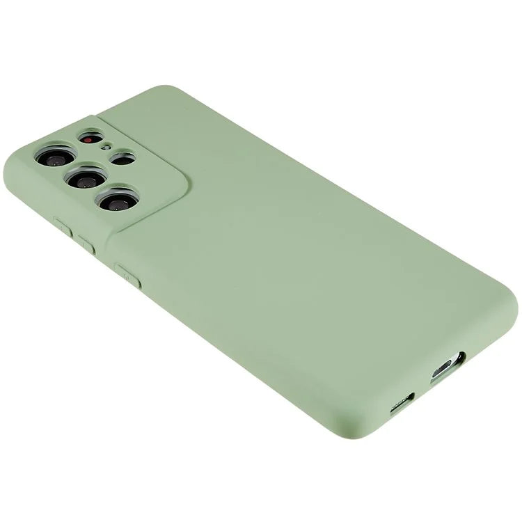 For Samsung Galaxy S21 Ultra 5G Soft TPU Phone Case Liquid Silicone Texture Arc Edge 2.0mm Thick Anti-Scratch Cover