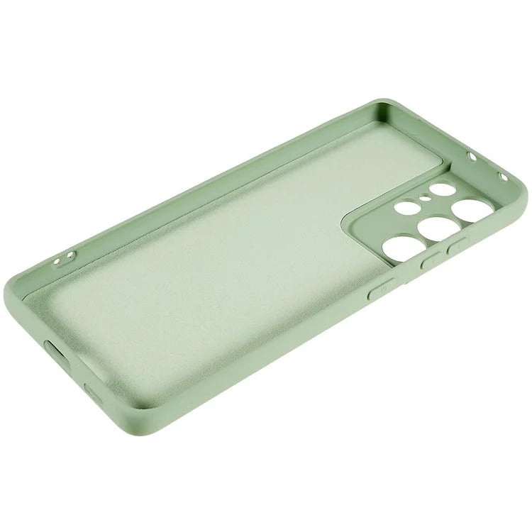 For Samsung Galaxy S21 Ultra 5G Soft TPU Phone Case Liquid Silicone Texture Arc Edge 2.0mm Thick Anti-Scratch Cover