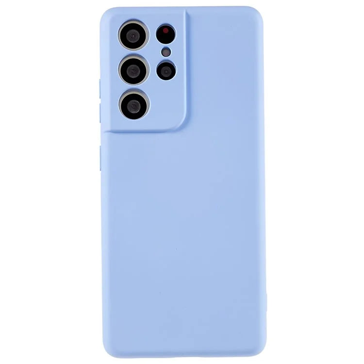 For Samsung Galaxy S21 Ultra 5G Soft TPU Phone Case Liquid Silicone Texture Arc Edge 2.0mm Thick Anti-Scratch Cover