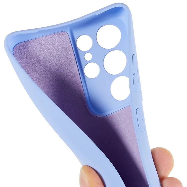 For Samsung Galaxy S21 Ultra 5G Soft TPU Phone Case Liquid Silicone Texture Arc Edge 2.0mm Thick Anti-Scratch Cover