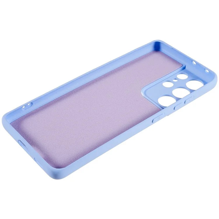 For Samsung Galaxy S21 Ultra 5G Soft TPU Phone Case Liquid Silicone Texture Arc Edge 2.0mm Thick Anti-Scratch Cover