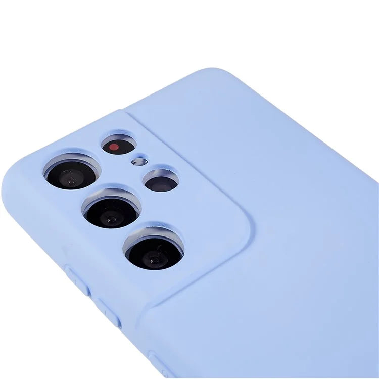 For Samsung Galaxy S21 Ultra 5G Soft TPU Phone Case Liquid Silicone Texture Arc Edge 2.0mm Thick Anti-Scratch Cover