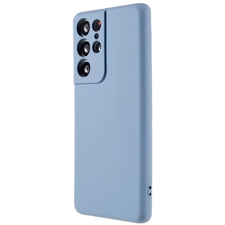 For Samsung Galaxy S21 Ultra 5G Soft TPU Phone Case Liquid Silicone Texture Arc Edge 2.0mm Thick Anti-Scratch Cover