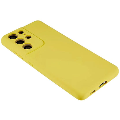 For Samsung Galaxy S21 Ultra 5G Soft TPU Phone Case Liquid Silicone Texture Arc Edge 2.0mm Thick Anti-Scratch Cover