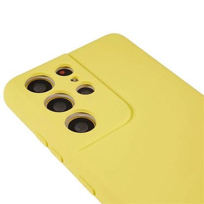 For Samsung Galaxy S21 Ultra 5G Soft TPU Phone Case Liquid Silicone Texture Arc Edge 2.0mm Thick Anti-Scratch Cover