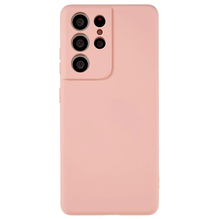 For Samsung Galaxy S21 Ultra 5G Soft TPU Phone Case Liquid Silicone Texture Arc Edge 2.0mm Thick Anti-Scratch Cover