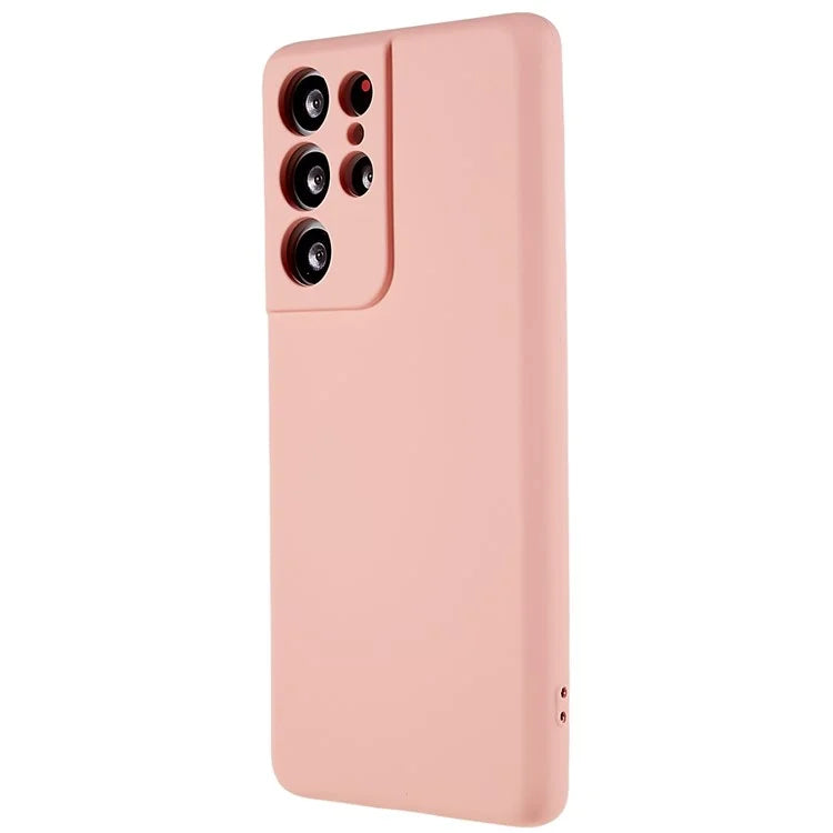 For Samsung Galaxy S21 Ultra 5G Soft TPU Phone Case Liquid Silicone Texture Arc Edge 2.0mm Thick Anti-Scratch Cover