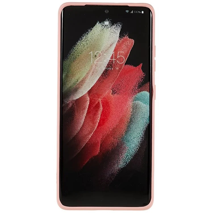 For Samsung Galaxy S21 Ultra 5G Soft TPU Phone Case Liquid Silicone Texture Arc Edge 2.0mm Thick Anti-Scratch Cover