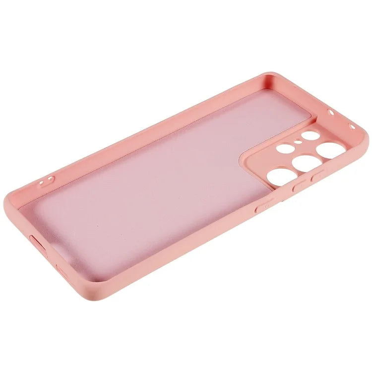 For Samsung Galaxy S21 Ultra 5G Soft TPU Phone Case Liquid Silicone Texture Arc Edge 2.0mm Thick Anti-Scratch Cover
