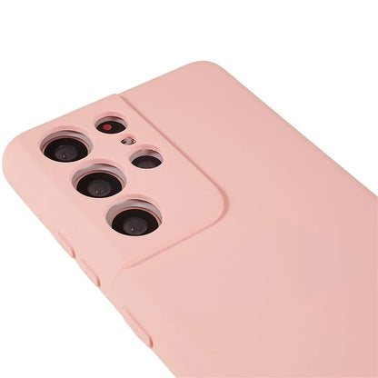 For Samsung Galaxy S21 Ultra 5G Soft TPU Phone Case Liquid Silicone Texture Arc Edge 2.0mm Thick Anti-Scratch Cover
