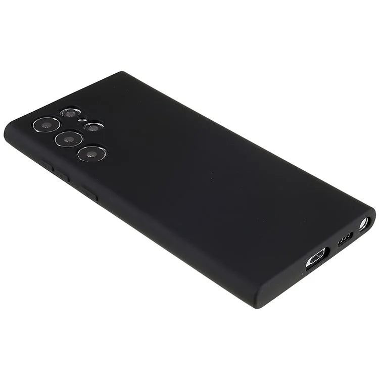 For Samsung Galaxy S22 Ultra 5G TPU Shock-Absorption Flexible Phone Case Liquid Silicone Texture 2.0mm Thick Arc Edge Camera Protection Cover